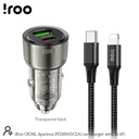 iRoo CR38L | Fast PD38W Dual Ports (1C/1A) Car Charger with USB C-L Cable