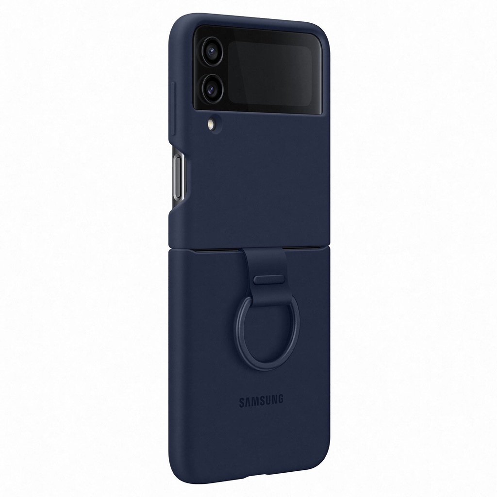 Original Samsung Galaxy Z Flip 4 Silicone Cover /w Ring - Navy