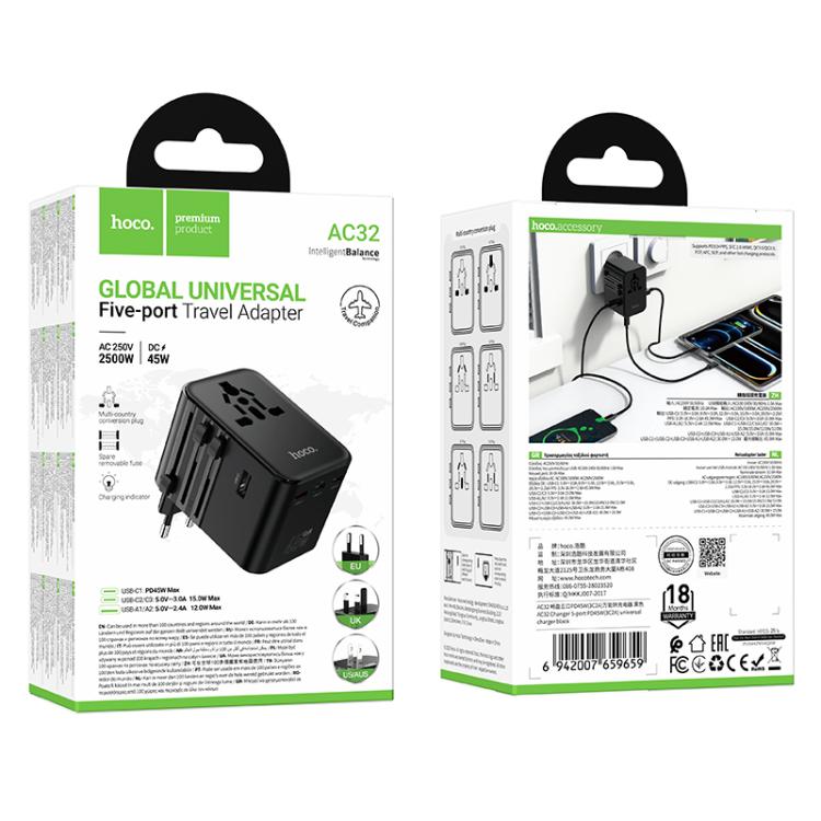 HOCO AC32 Changer 5-port PD45W(3C2A) universal charger