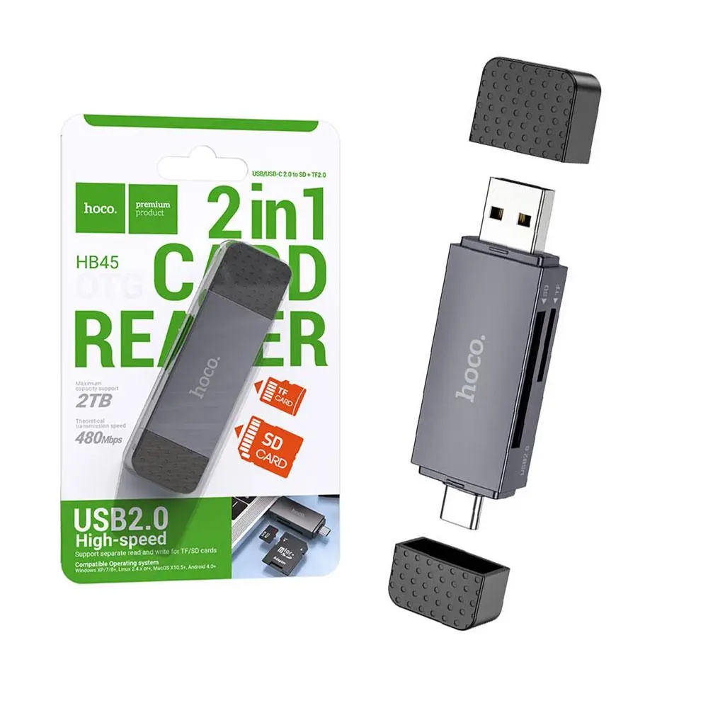 Hoco HB45 | HB45 Spirit 2-in-1 USB/Type-C 2.0 card reader [Green Box]