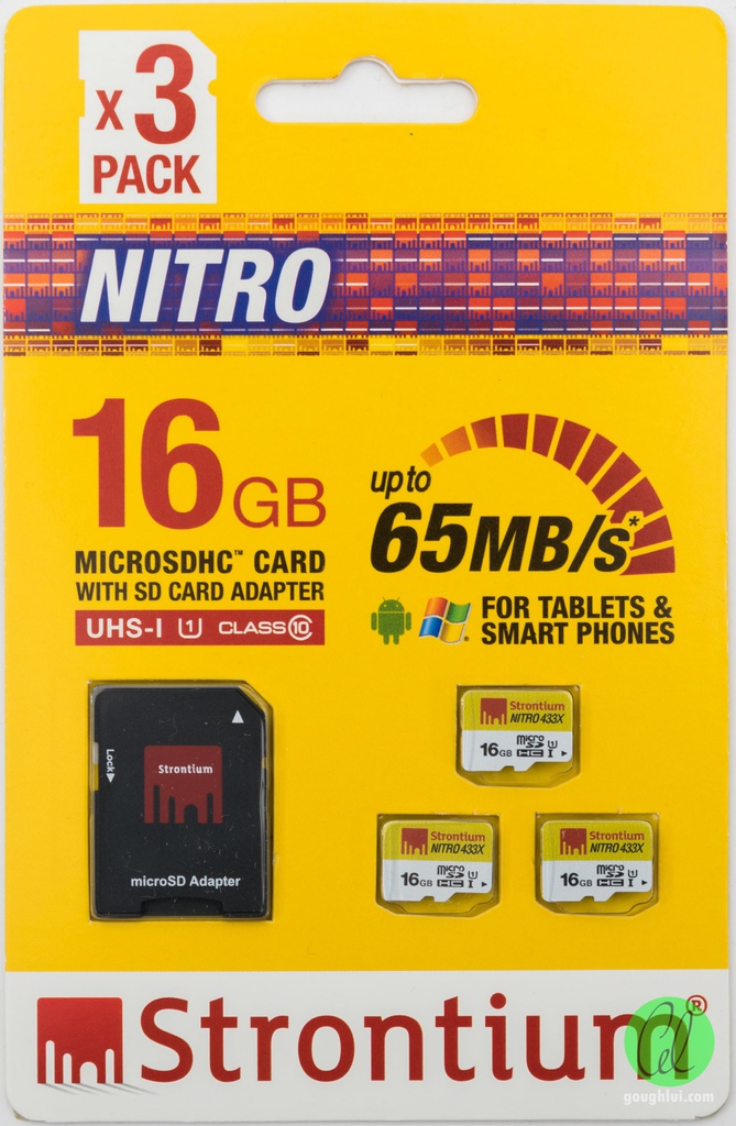 Strontium 16GBx3 PACK MicroSD Cards with SD Adapter (65MB/s)
