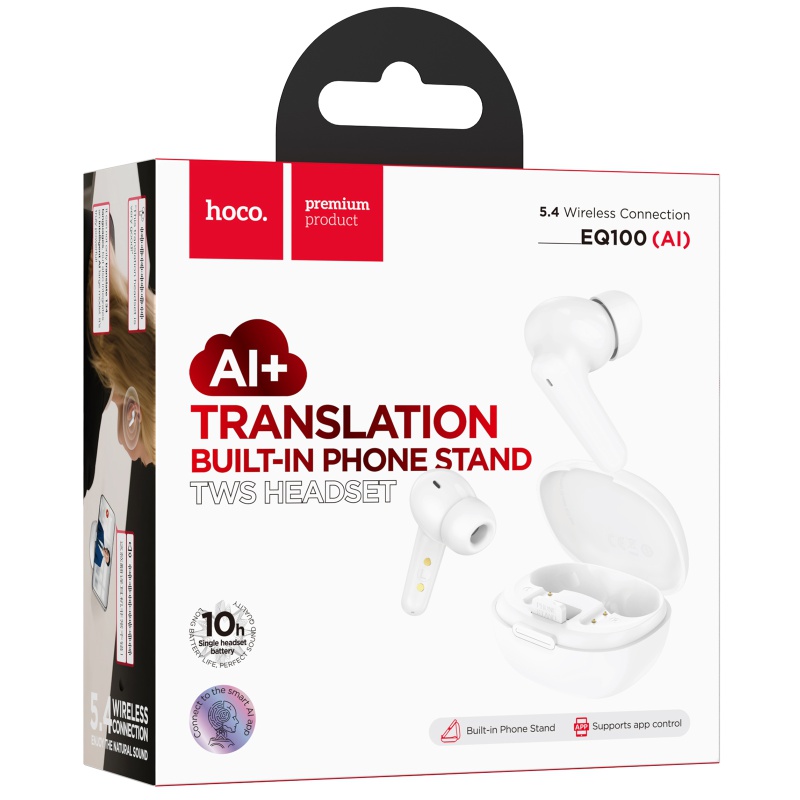 Hoco EQ100 Intelligent AI translation headset(App) - White