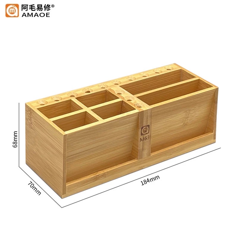 Amaoe M63 Wooden Repair Storage Box for Tools/Screwdrivers