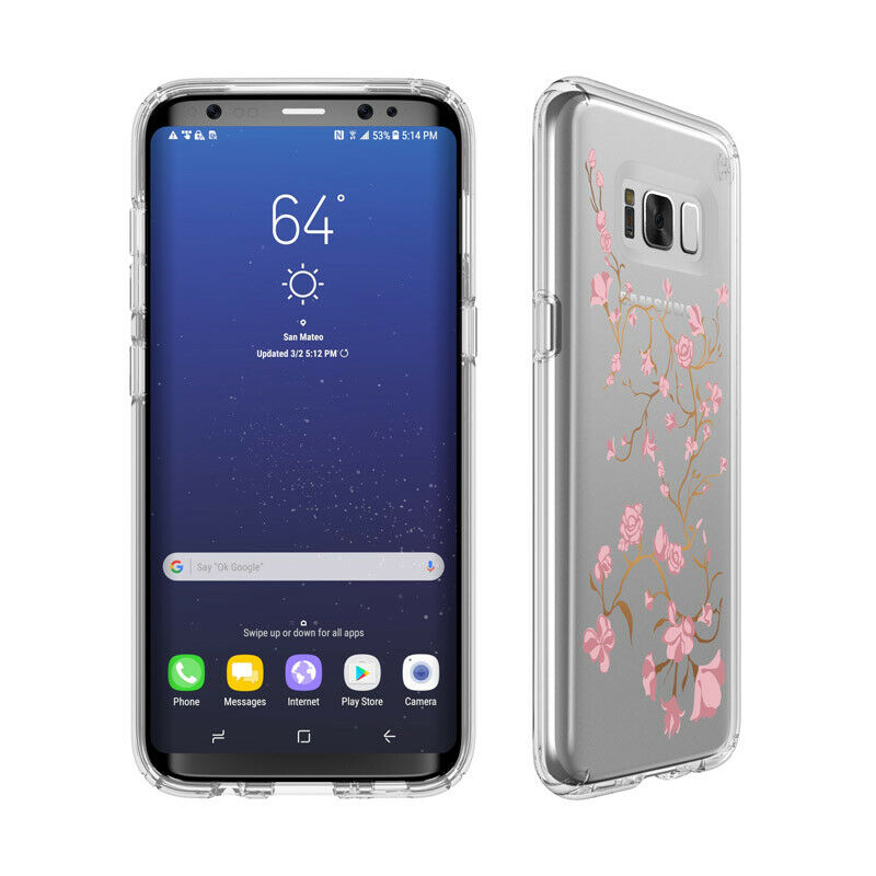 [BWS3-62] Speck Presidio Clear + Print | Samsung S8 - Golden Blossom Pink